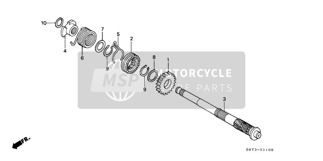 Honda C90Z 1982 Trap Starter Spindel voor een 1982 Honda C90Z